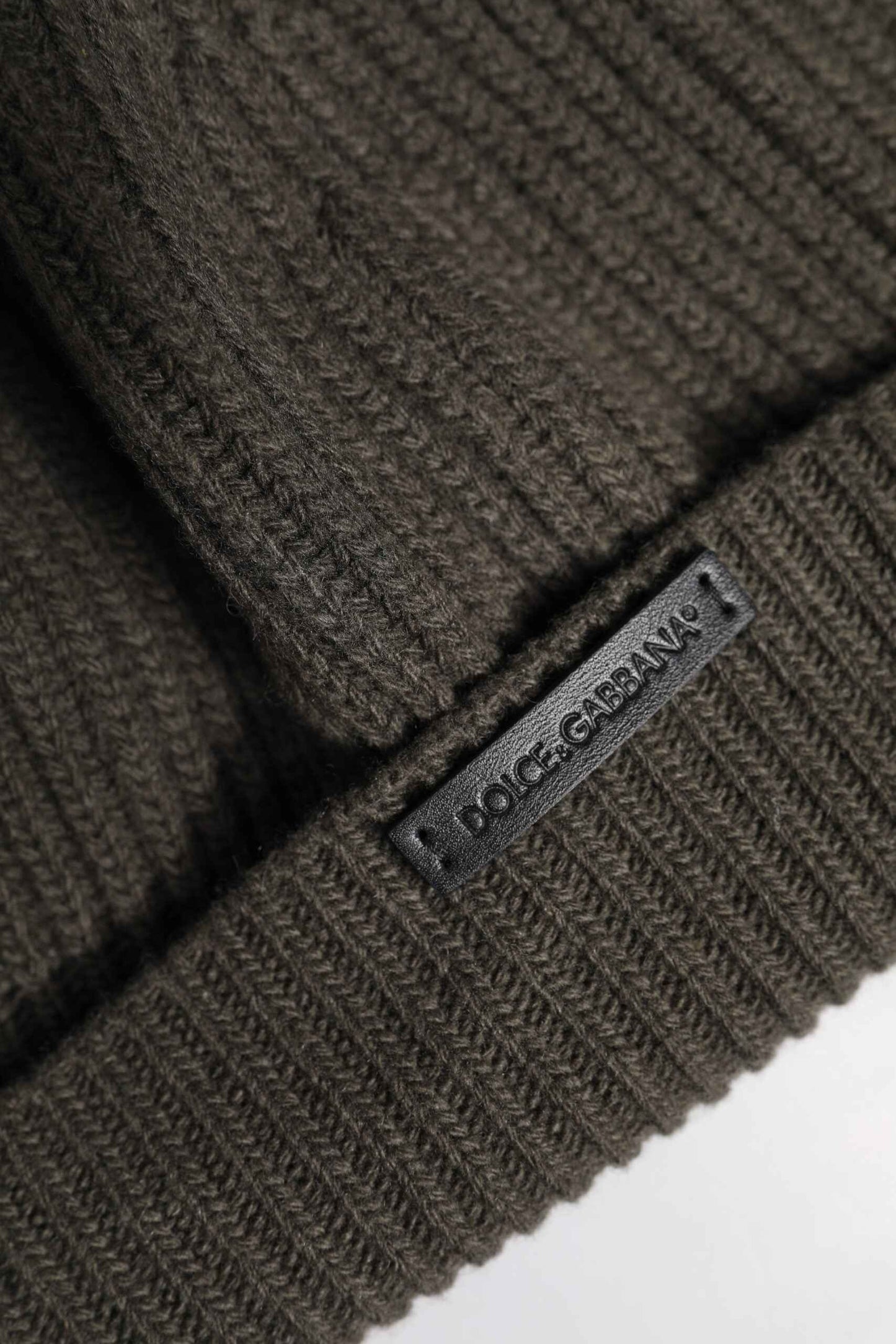 Green Wool DG Plaque Knitted Winter Beanie Hat