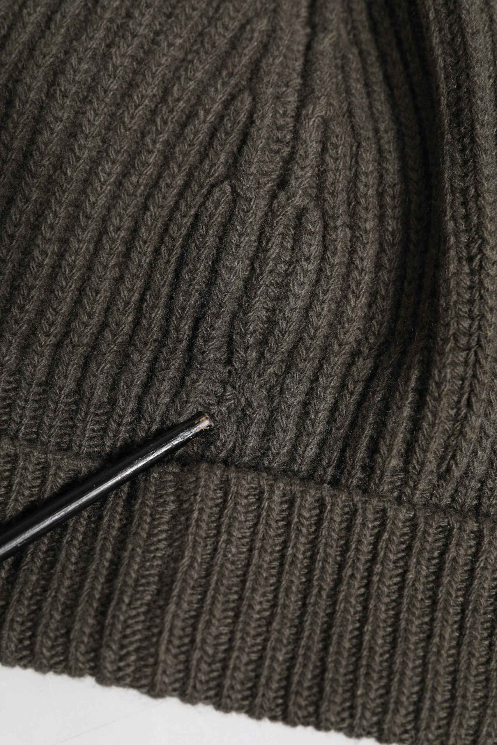 Green Wool DG Plaque Knitted Winter Beanie Hat