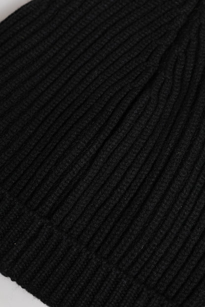 Black Cashmere Knitted Winter Beanie Hat