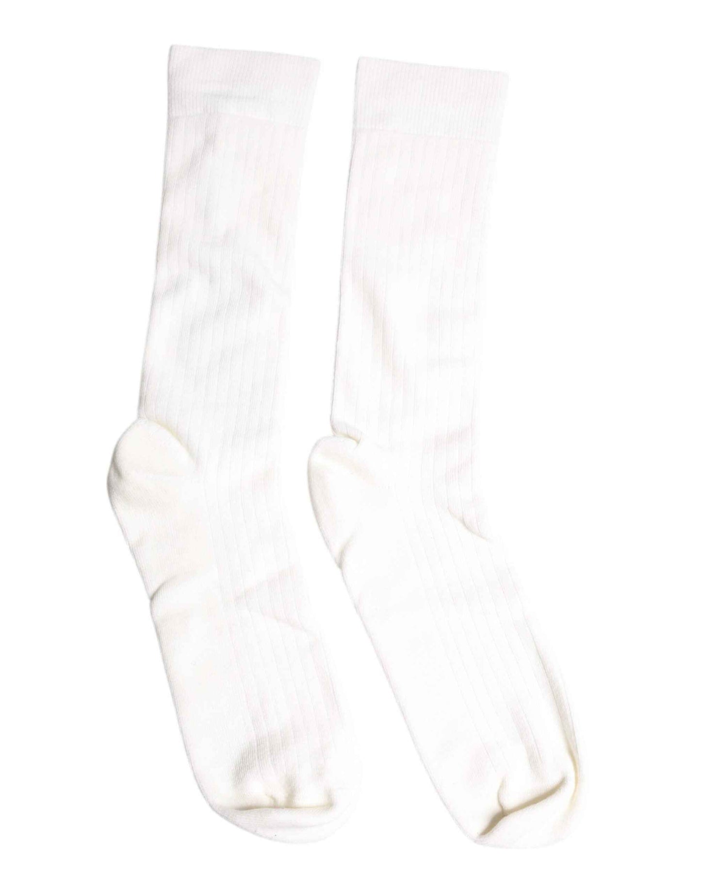 White Cotton Solid Mid Calf Men Socks