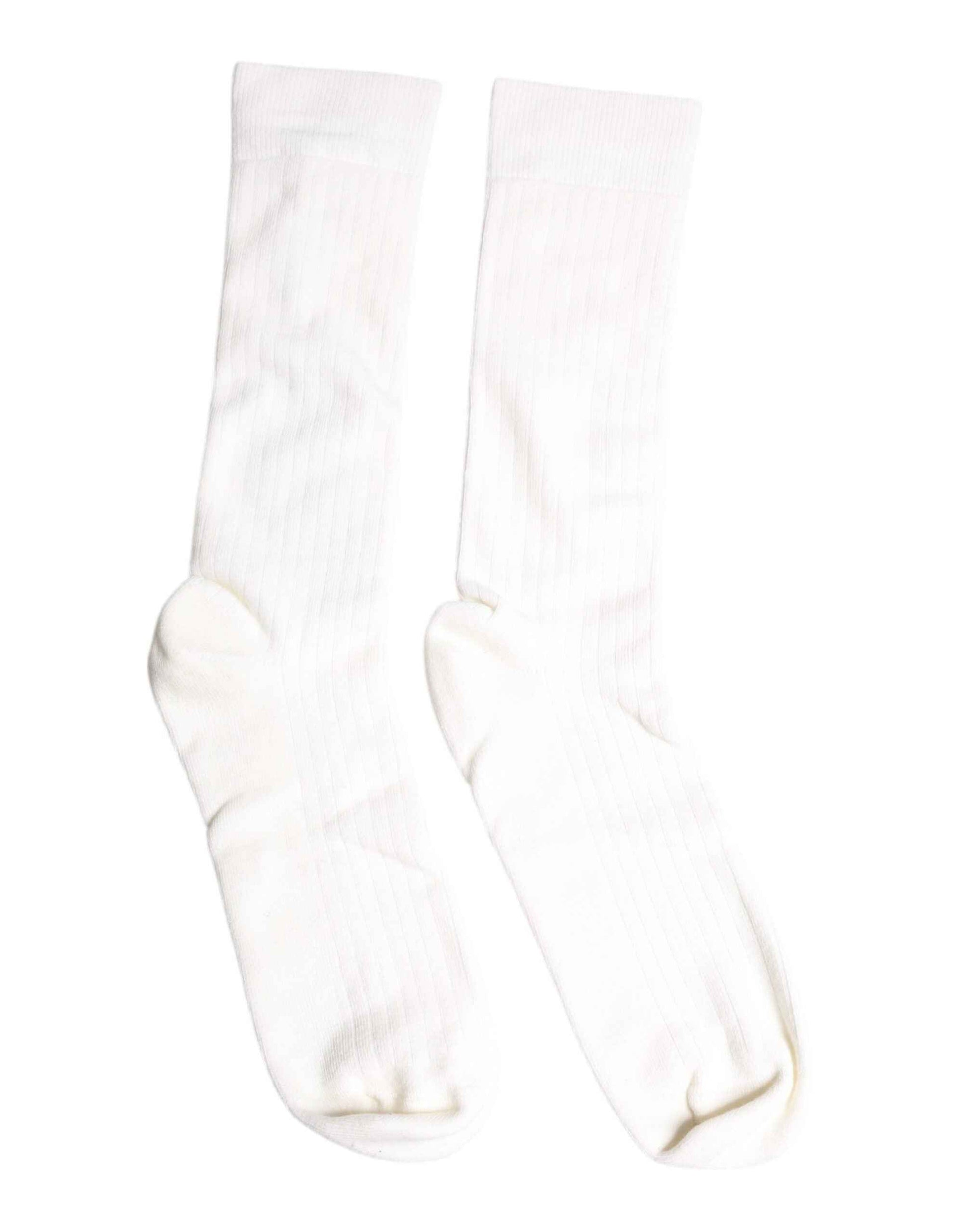 White Cotton Solid Mid Calf Men Socks