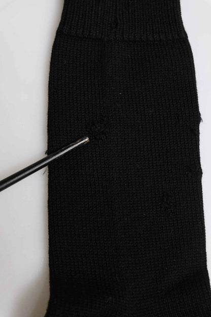 Black Solid Stretch Mid Calf Men Socks