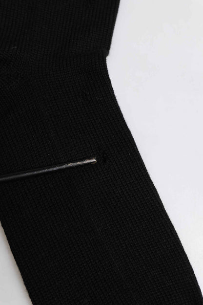 Black Solid Stretch Mid Calf Men Socks