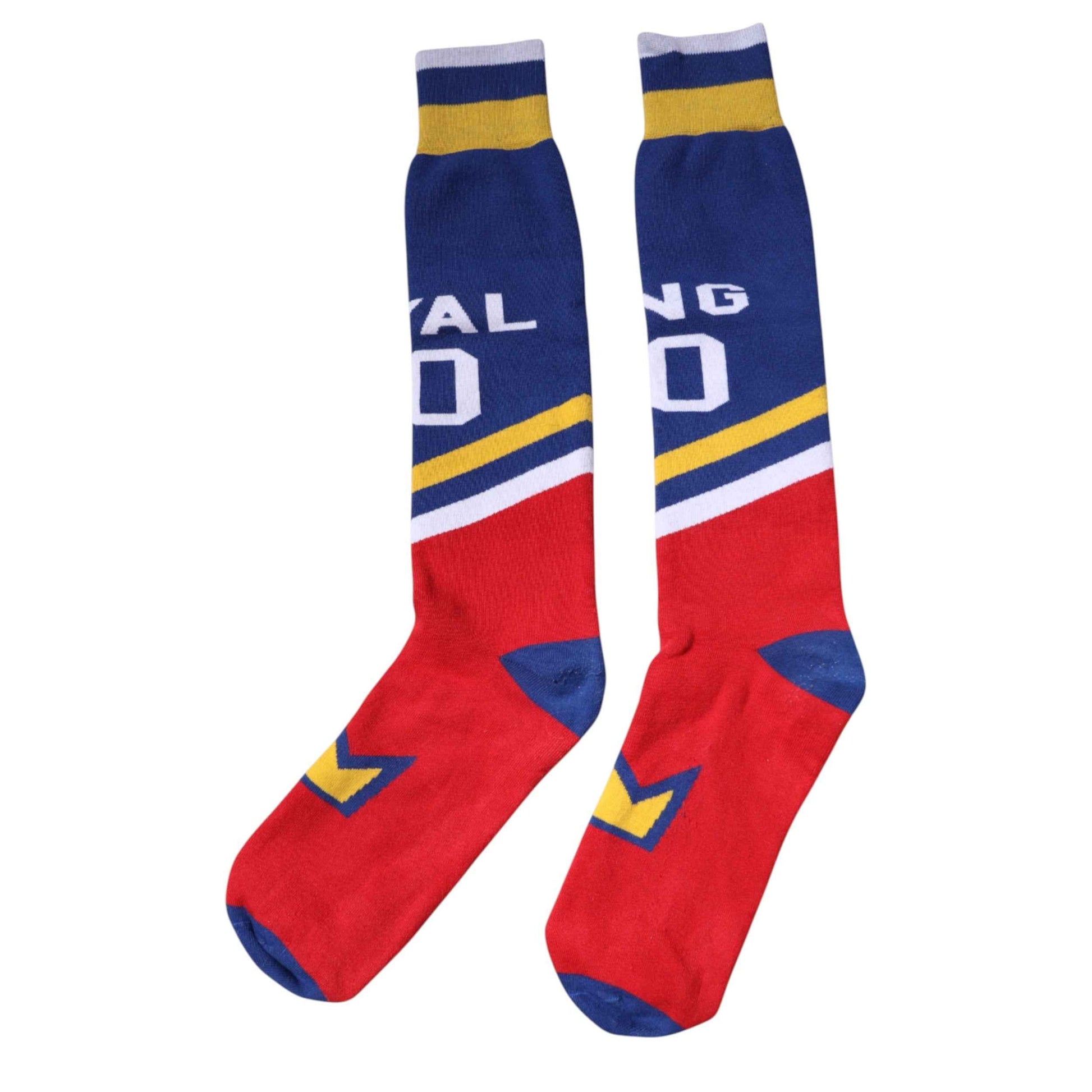 Multicolor Printed Cotton Over Calf Socks