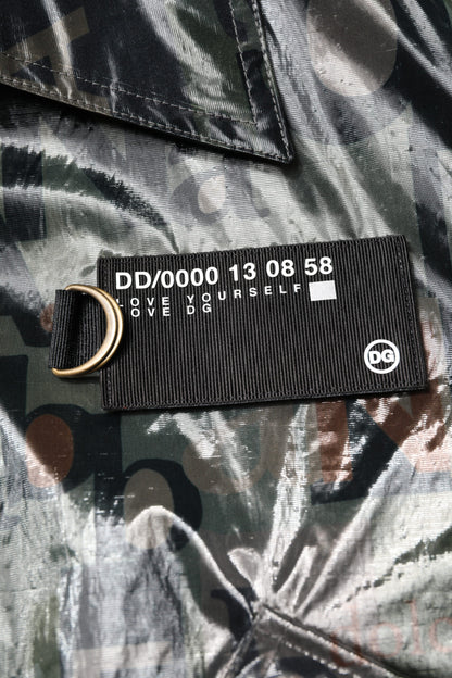 Green DG Logo Print Bomber Full Zip Jacket