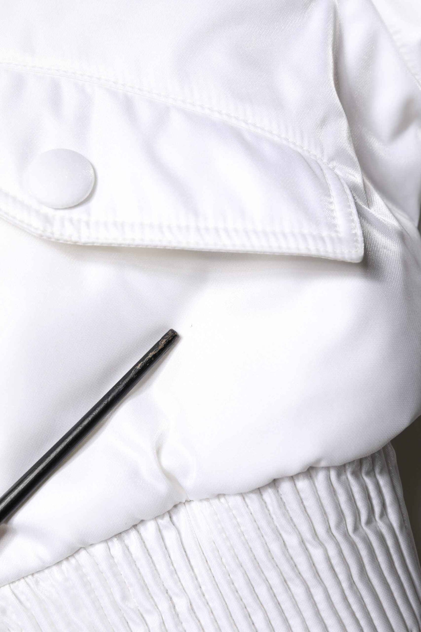 White Nylon Full Zip Cropped Bomber Jacket