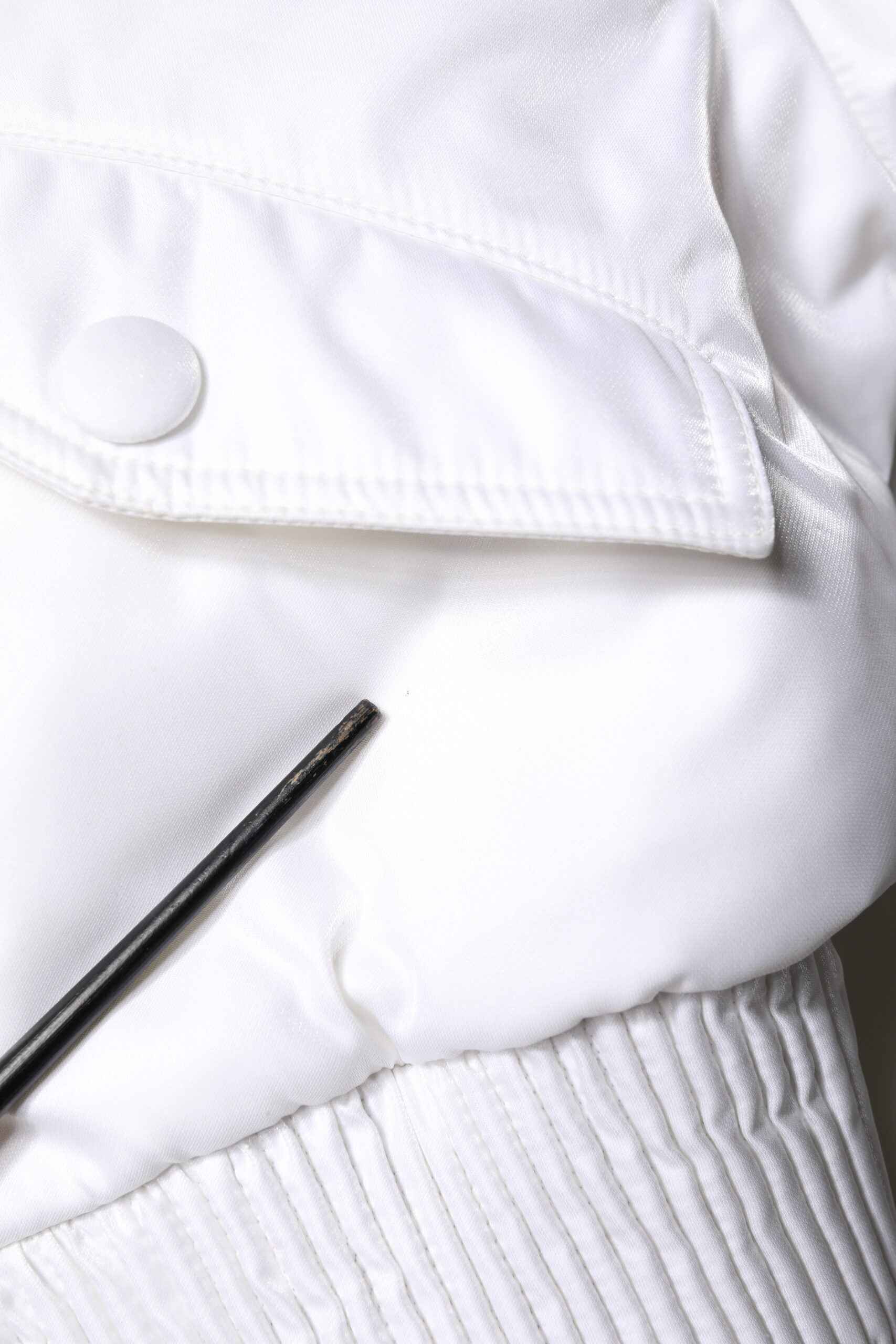 White Nylon Full Zip Cropped Bomber Jacket