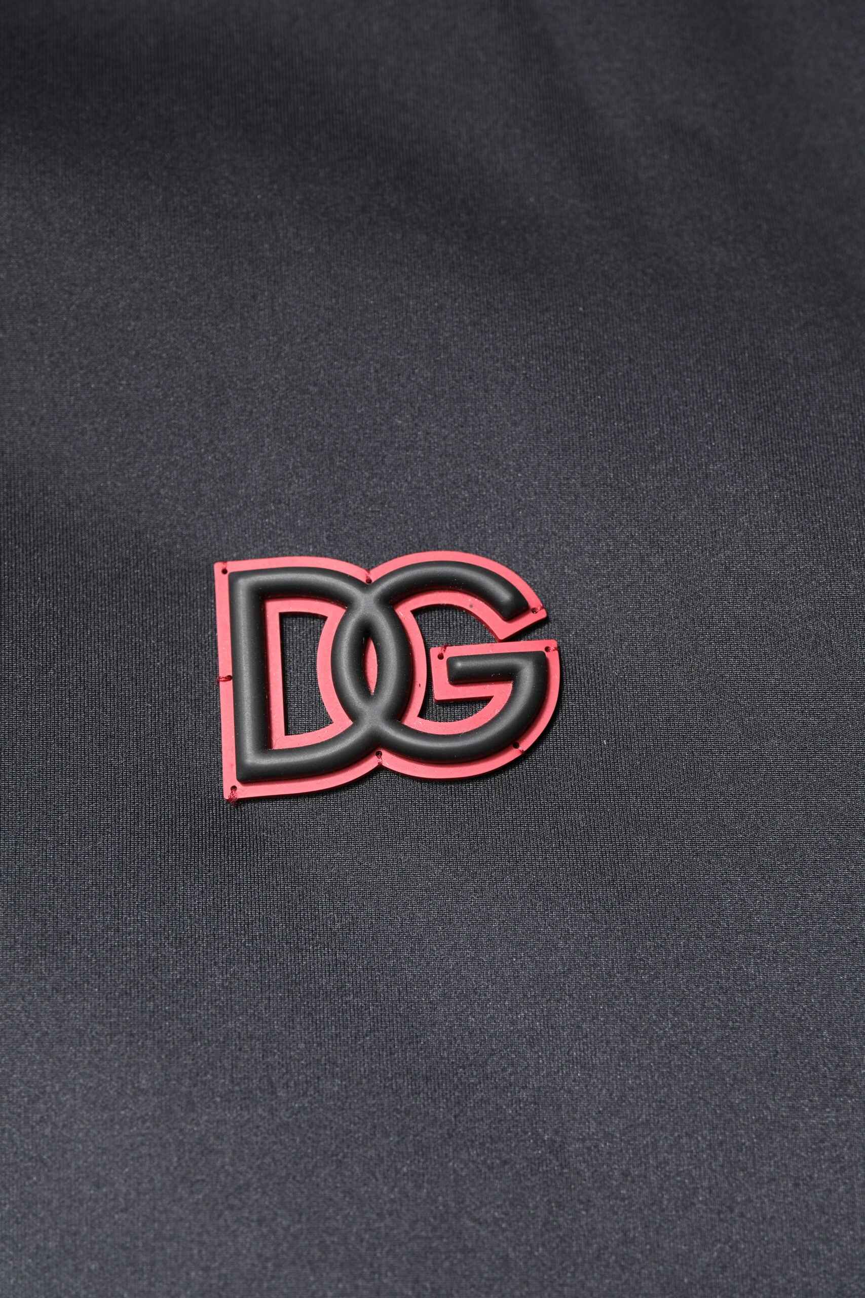 Black Polyester DG Hooded Full Zip Jacket