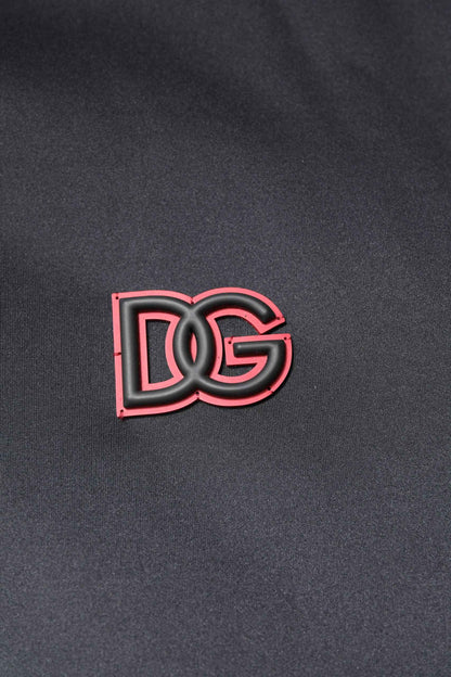 Black Polyester DG Hooded Full Zip Jacket