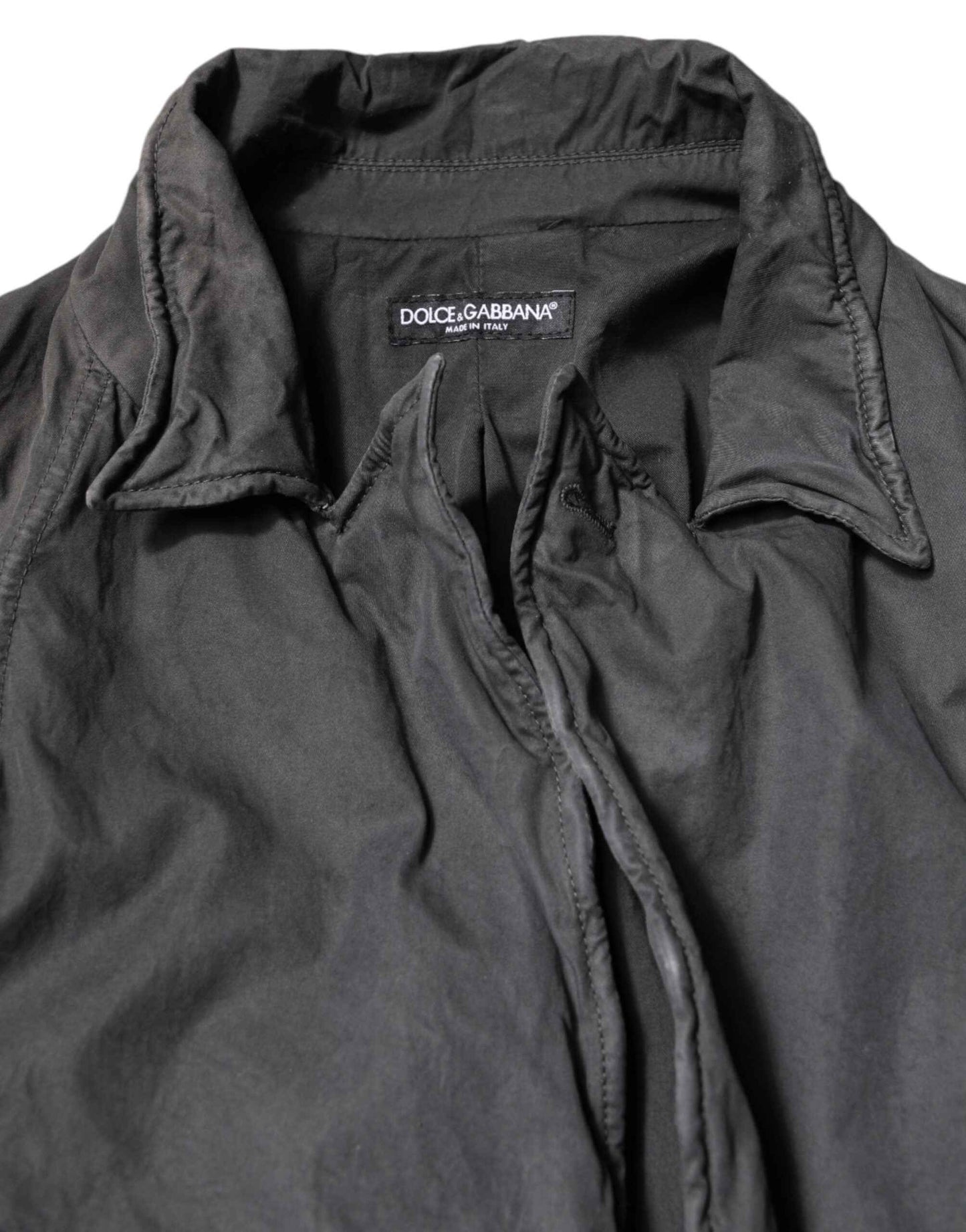 Black Solid Cotton Collared Coat Jacket