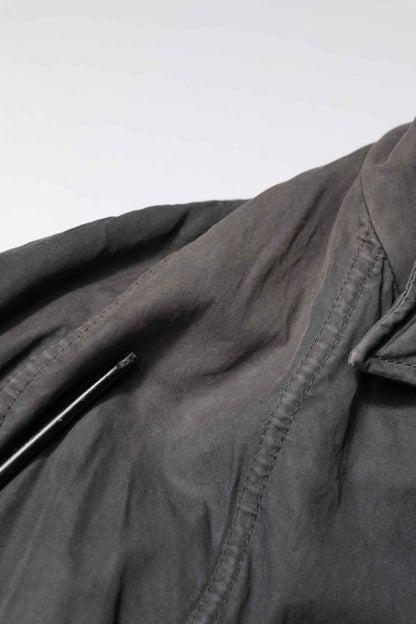 Black Solid Cotton Collared Coat Jacket
