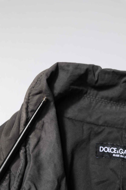 Black Solid Cotton Collared Coat Jacket