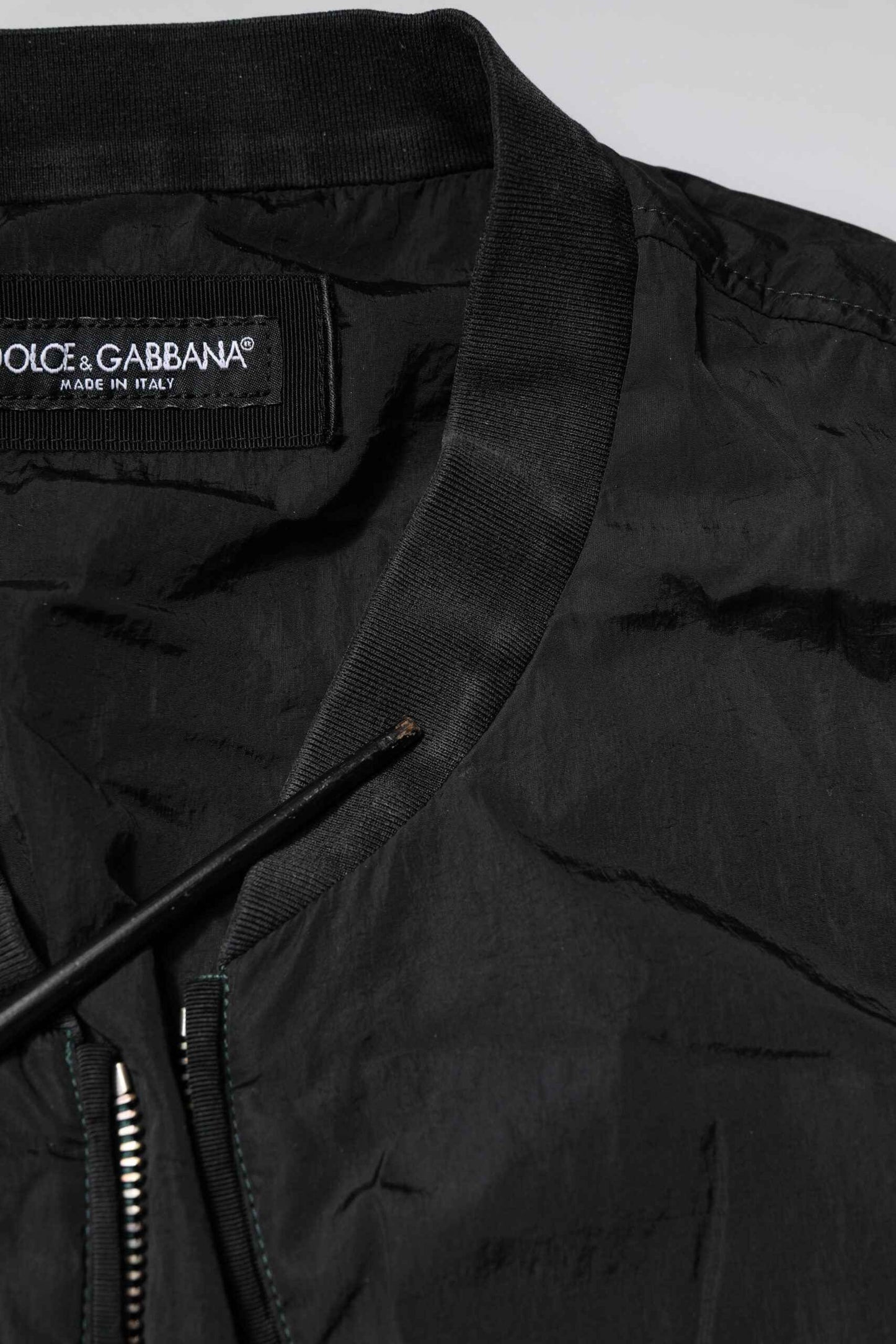 Black Nylon Logo Full Zip Bomber Jacket
