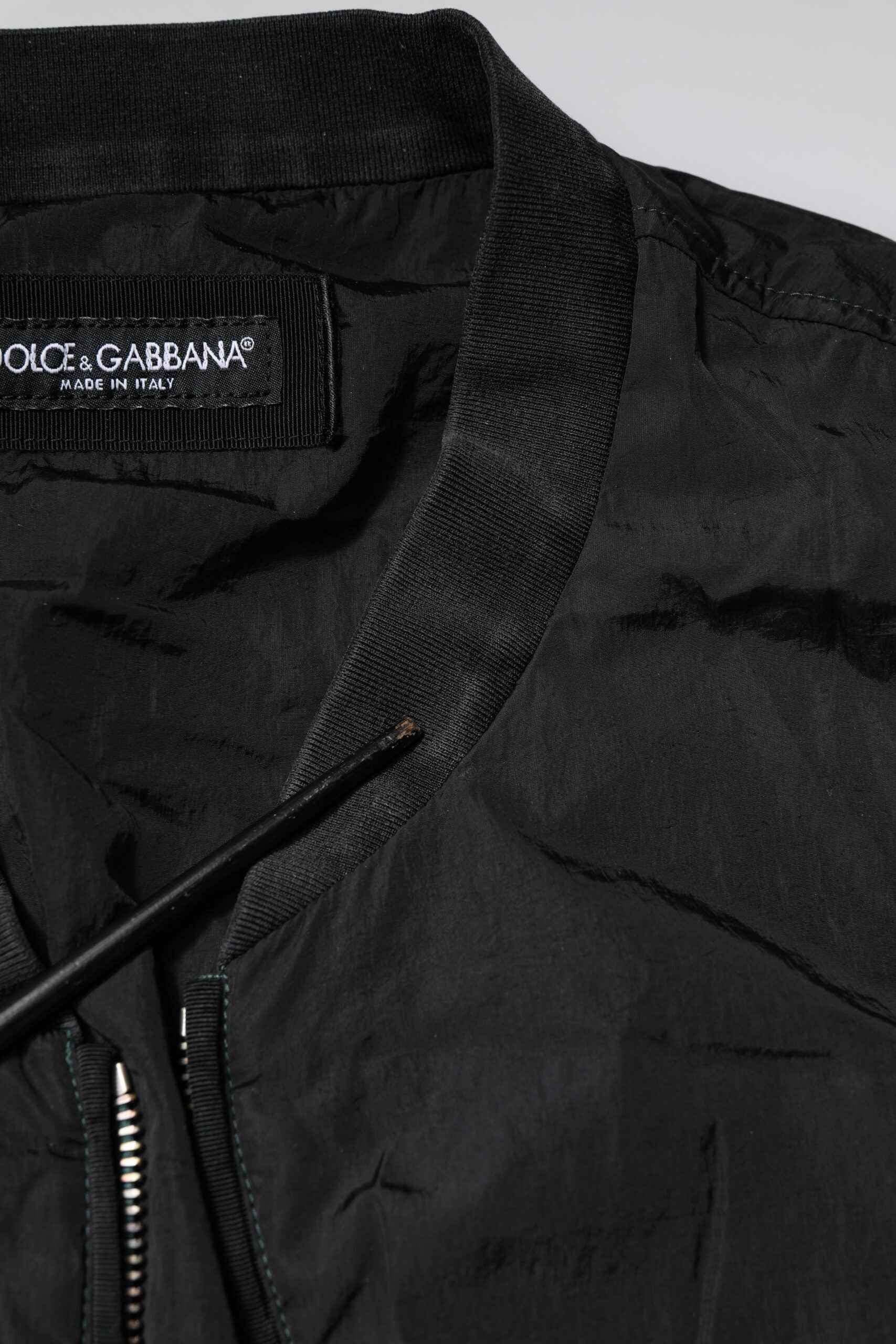 Black Nylon Logo Full Zip Bomber Jacket