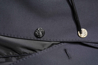 Dark Blue Cotton Men Jacket Coat Suit Blazer