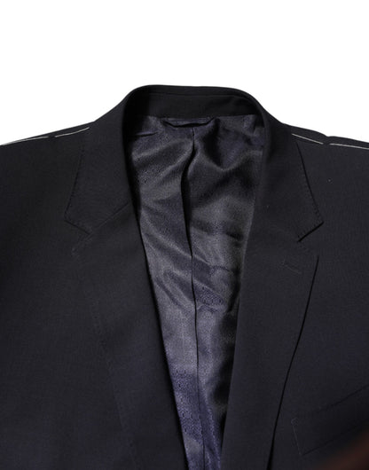 Dark Blue Wool Single Breasted Coat Blazer