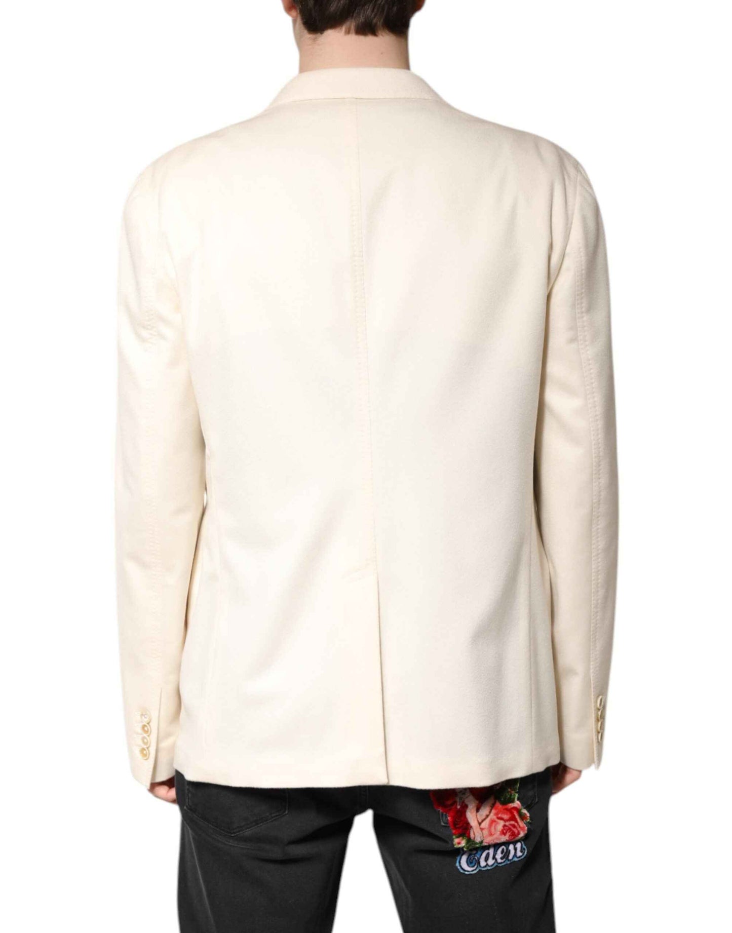 Beige Cashmere Double Breasted Coat Blazer