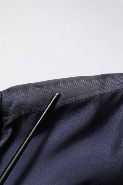 Dark Blue Silk Double Breasted Shirt