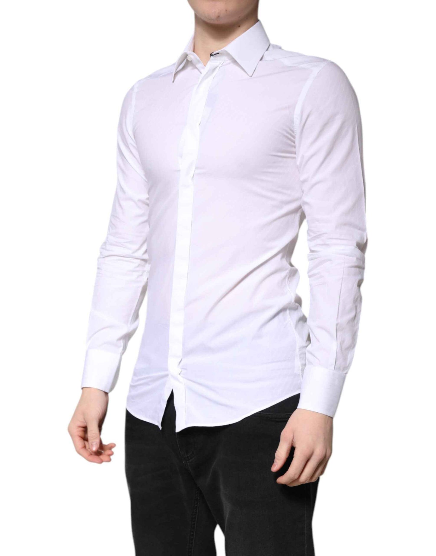 White Cotton GOLD Dress Formal Collared Shirt