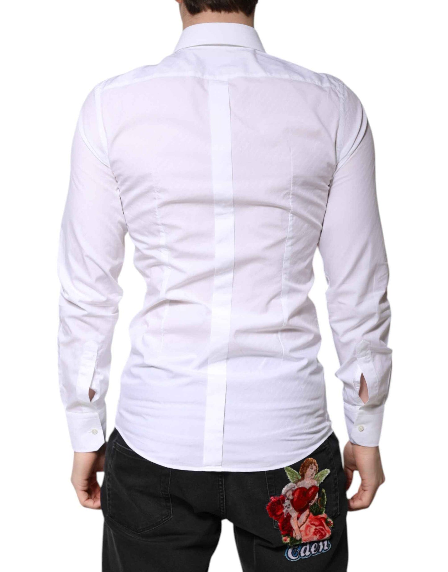 White Cotton GOLD Dress Formal Collared Shirt