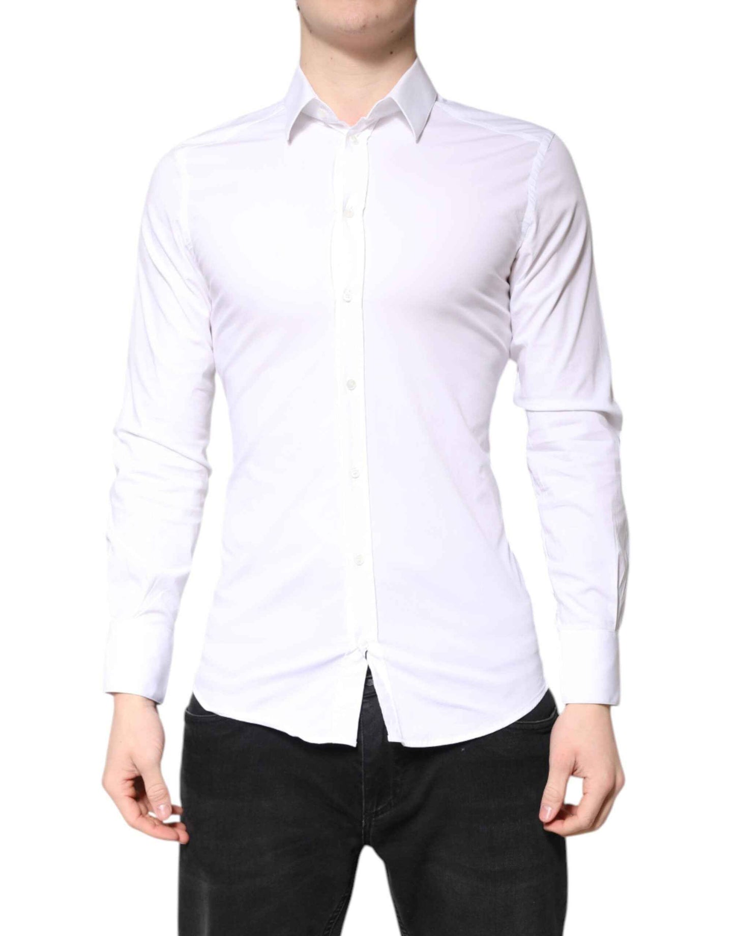 White Cotton GOLD Dress Formal Collared Shirt