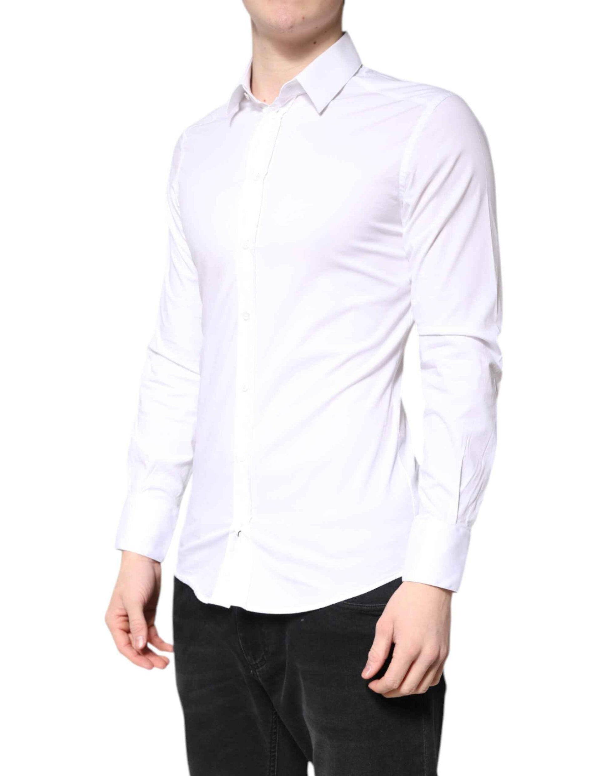 White Cotton GOLD Dress Formal Collared Shirt