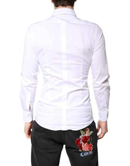 White Cotton GOLD Dress Formal Collared Shirt
