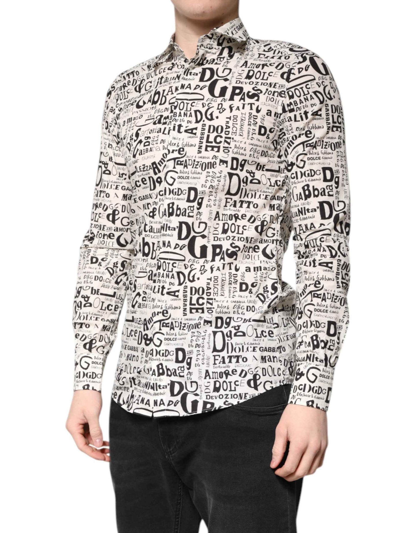 White Black Logo MARTINI Men Casual Shirt
