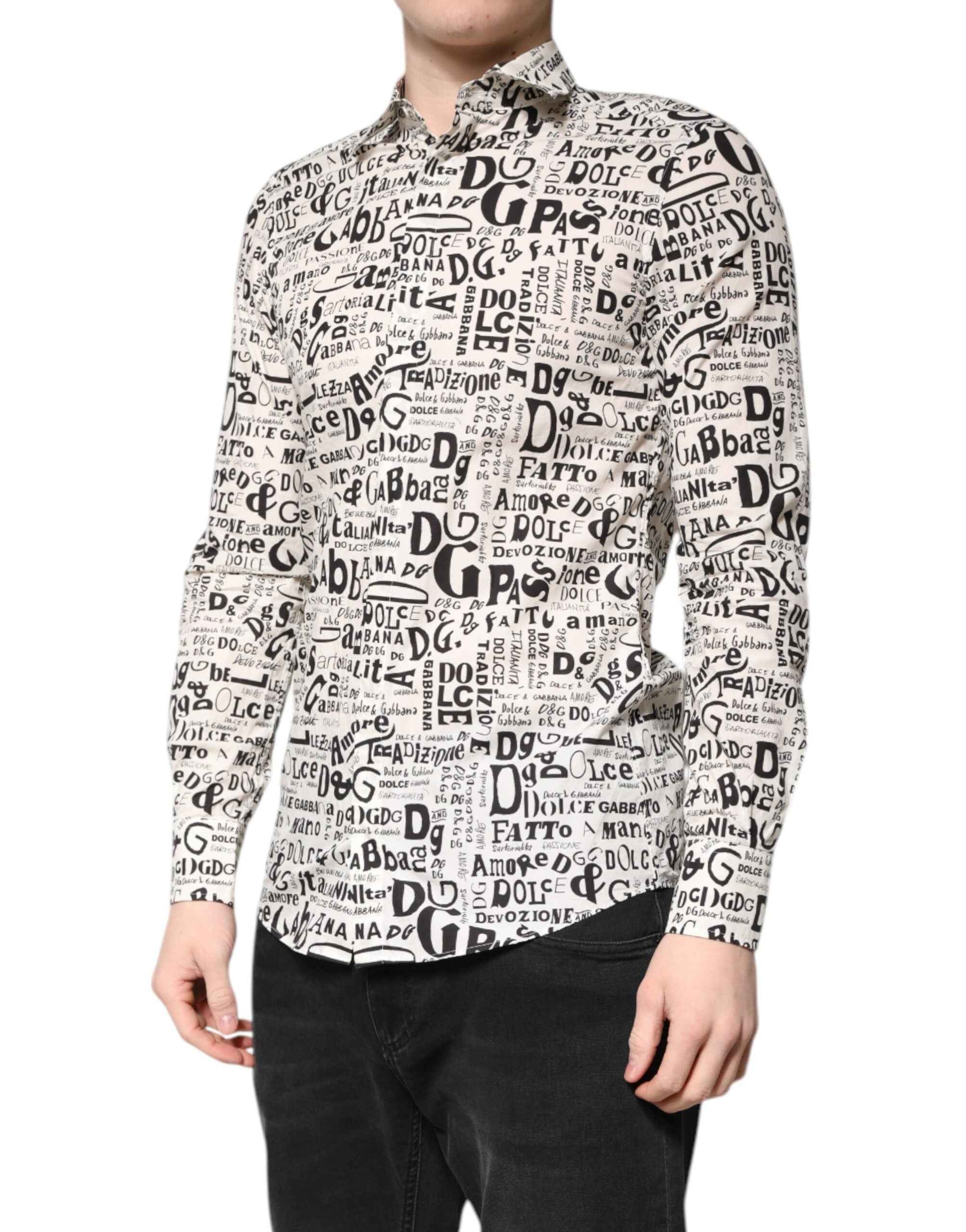 White Black Logo MARTINI Men Casual Shirt