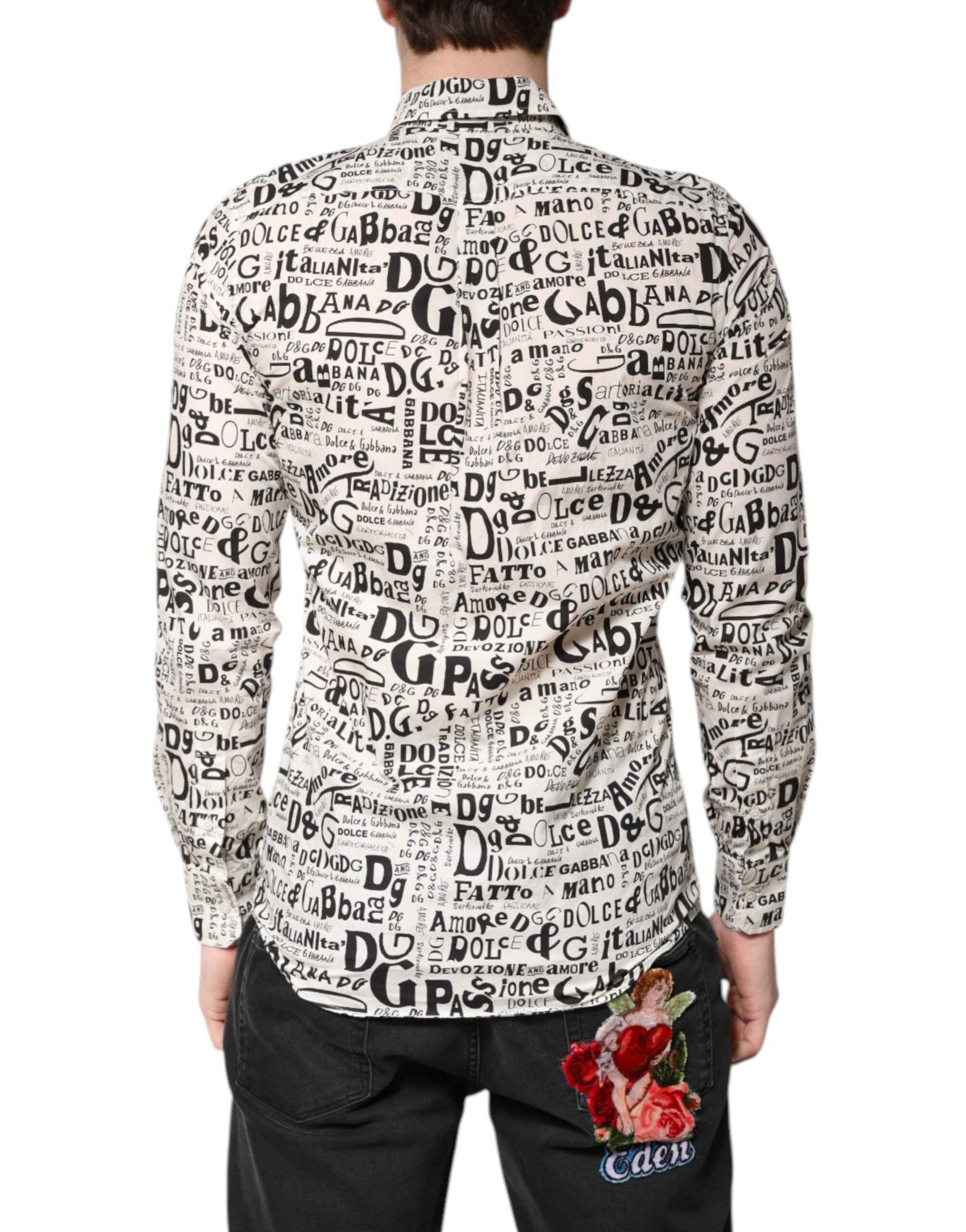White Black Logo MARTINI Men Casual Shirt