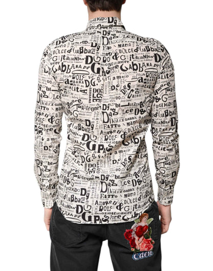 White Black Logo MARTINI Men Casual Shirt
