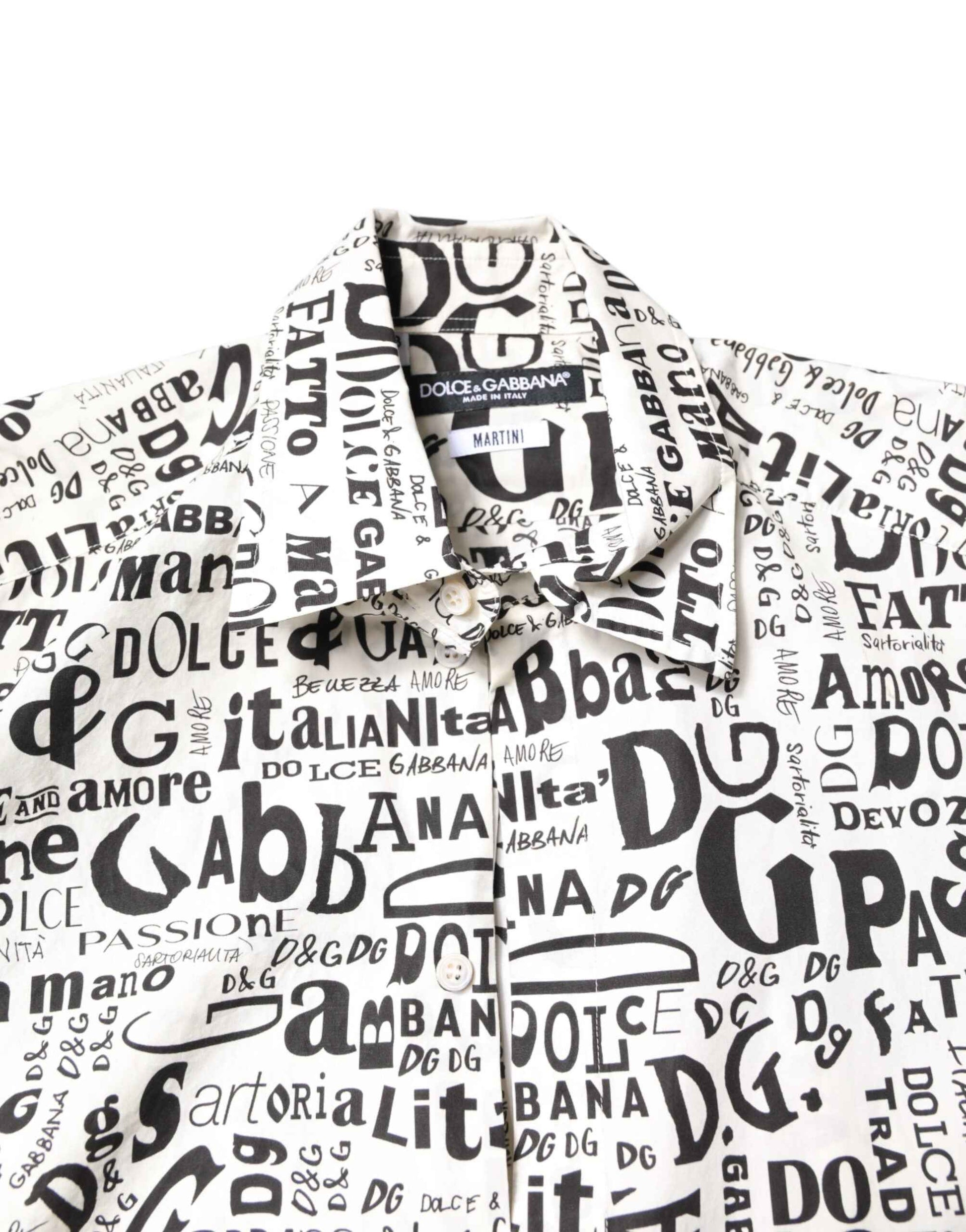 White Black Logo MARTINI Men Casual Shirt