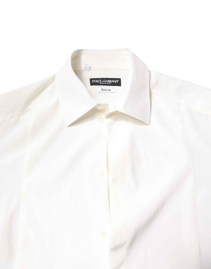 White Silk GOLD Dress Formal Collared Shirt