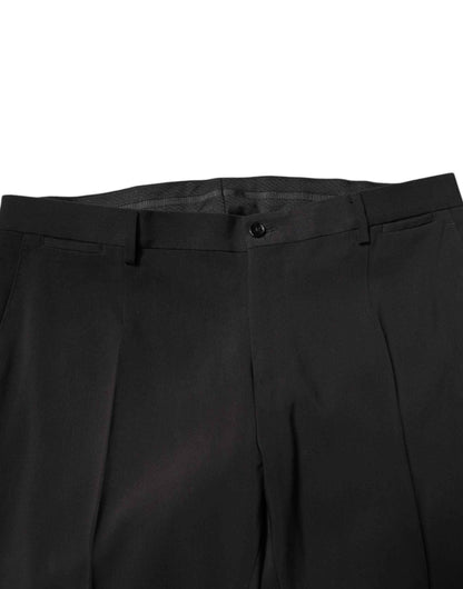 Black Cotton Single Breasted 2 Piece Suit
