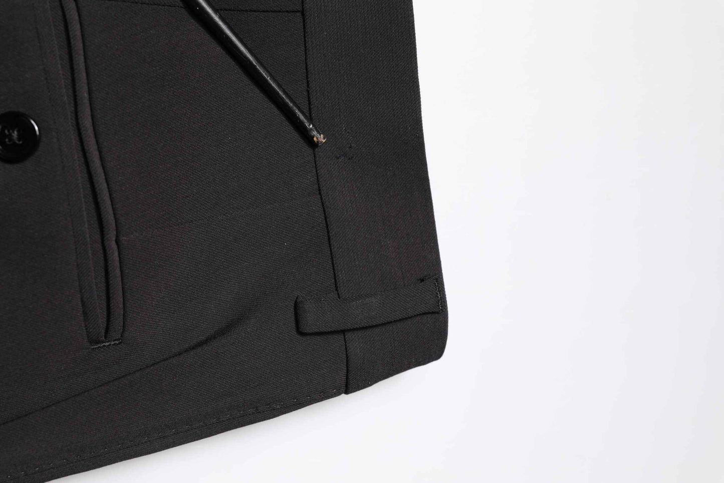 Black Cotton Single Breasted 2 Piece Suit