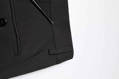 Black Cotton Single Breasted 2 Piece Suit