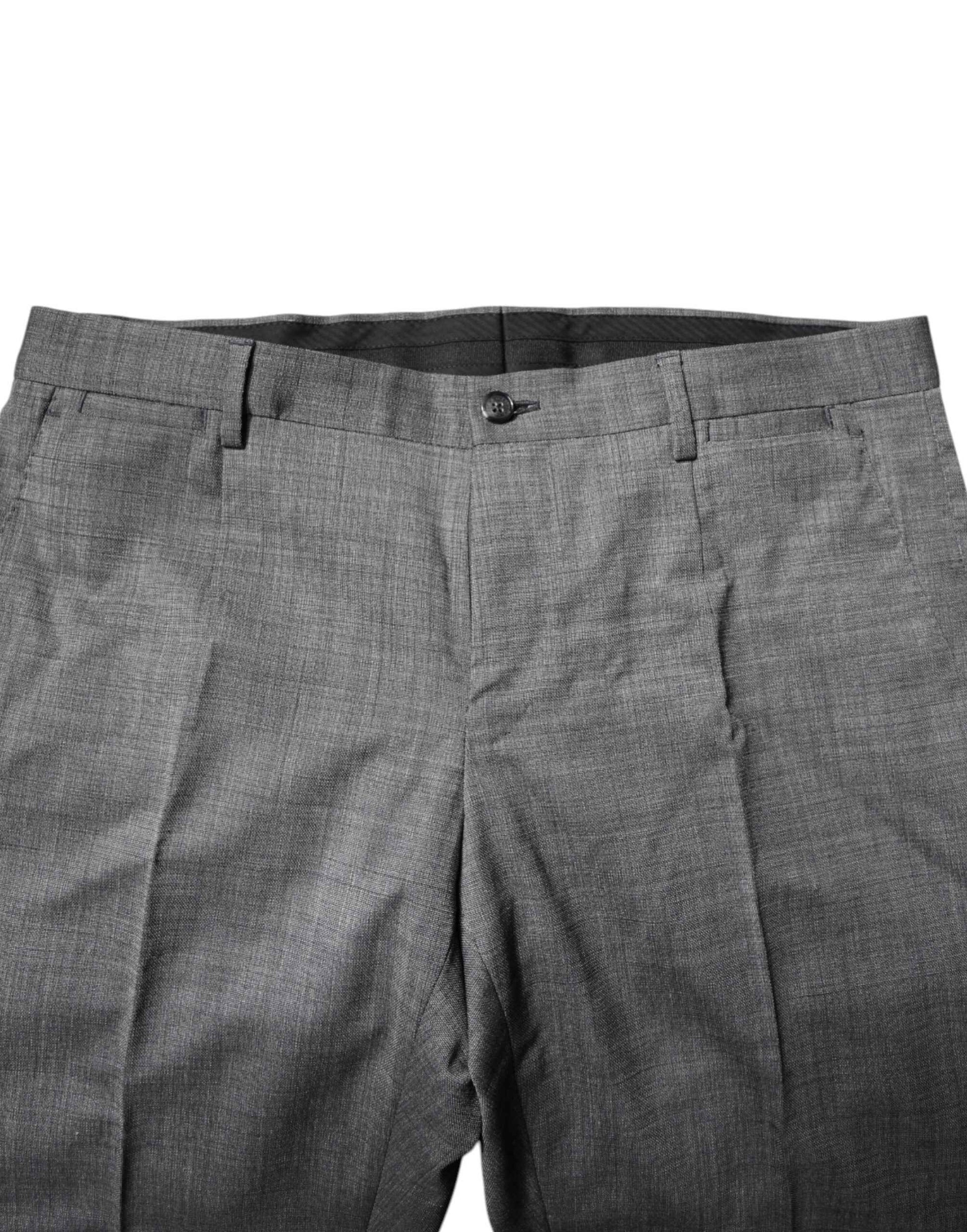 Gray Wool Single Breasted 2 Piece Suit