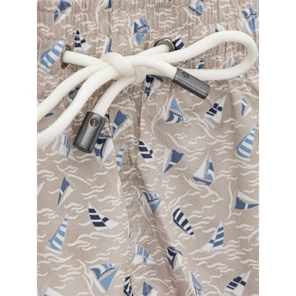 Beige Polyester Swim Shorts