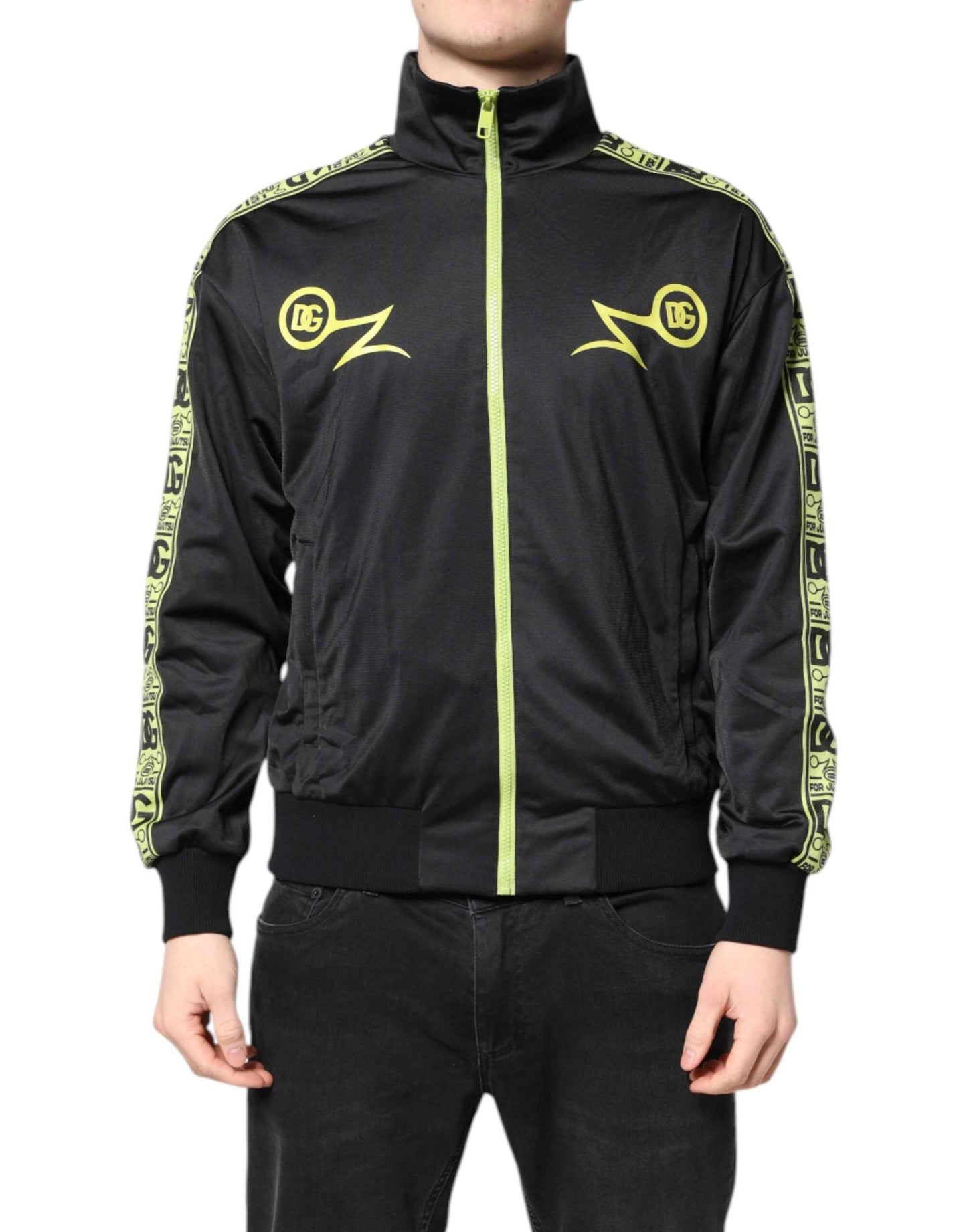 Black Logo Turtleneck Zip Bomber Jacket