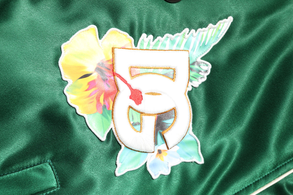 Green Floral DG Logo Full Zip Bomber Jacket