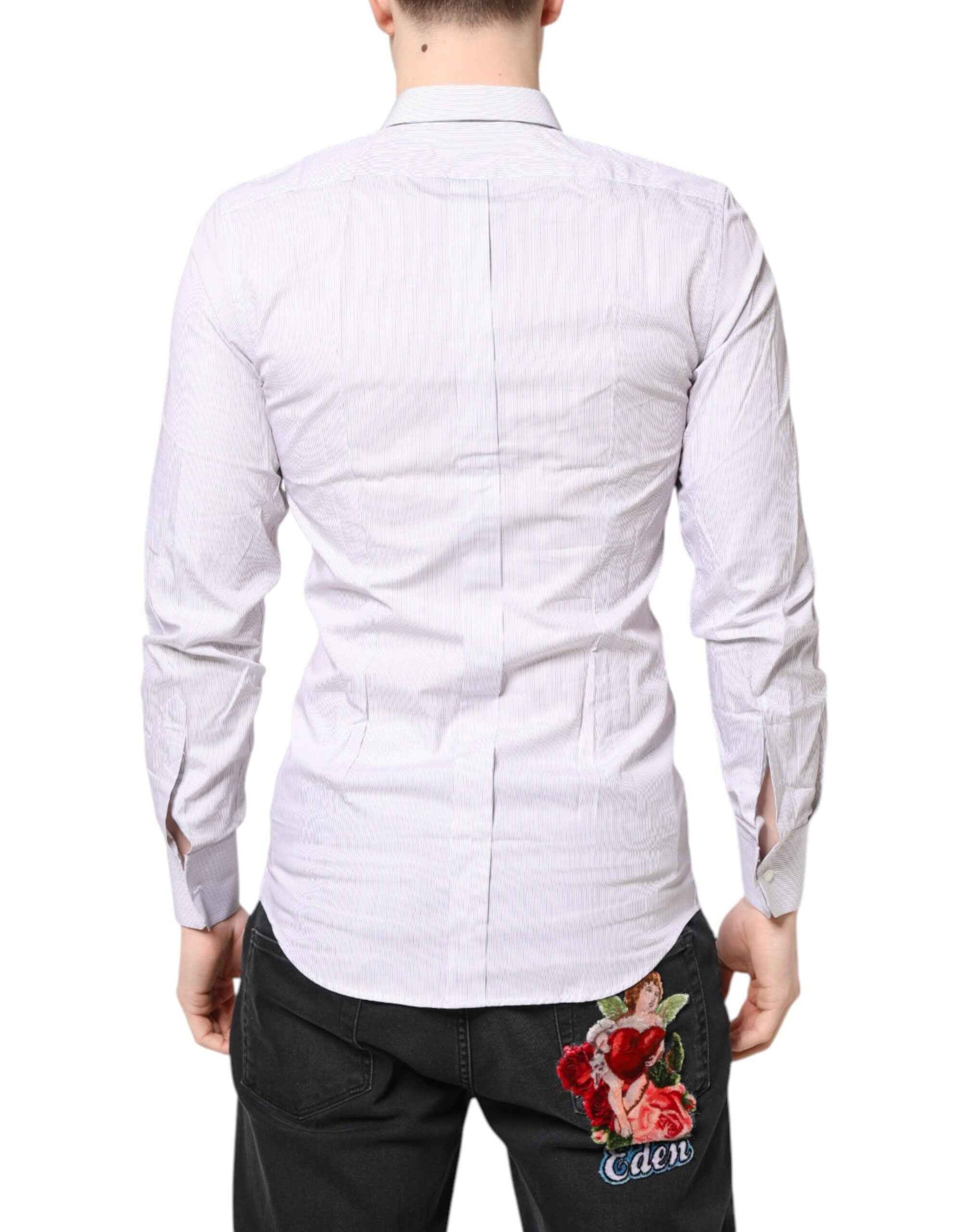 White Striped Cotton GOLD Long Sleeves Shirt