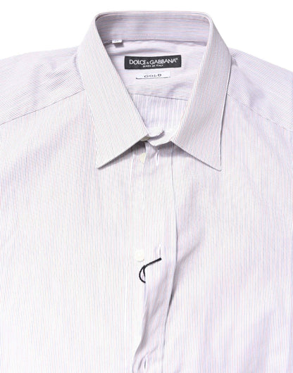 White Striped Cotton GOLD Long Sleeves Shirt