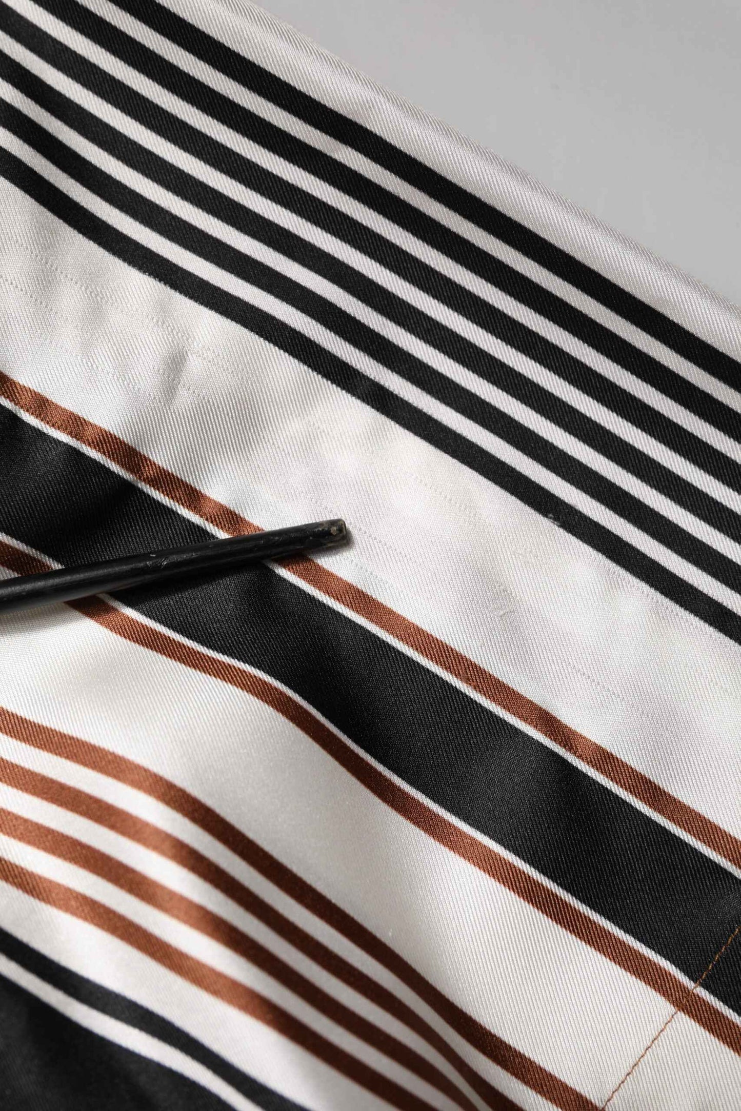 Multicolor Striped Silk Short Sleeves Shirt