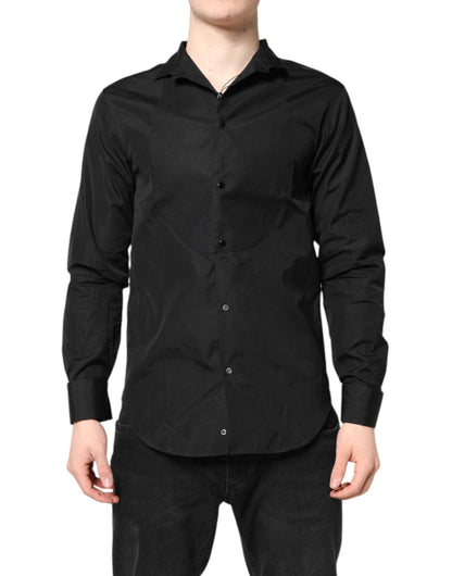 Black Cotton Long Sleeves Men Formal Dress Shirt