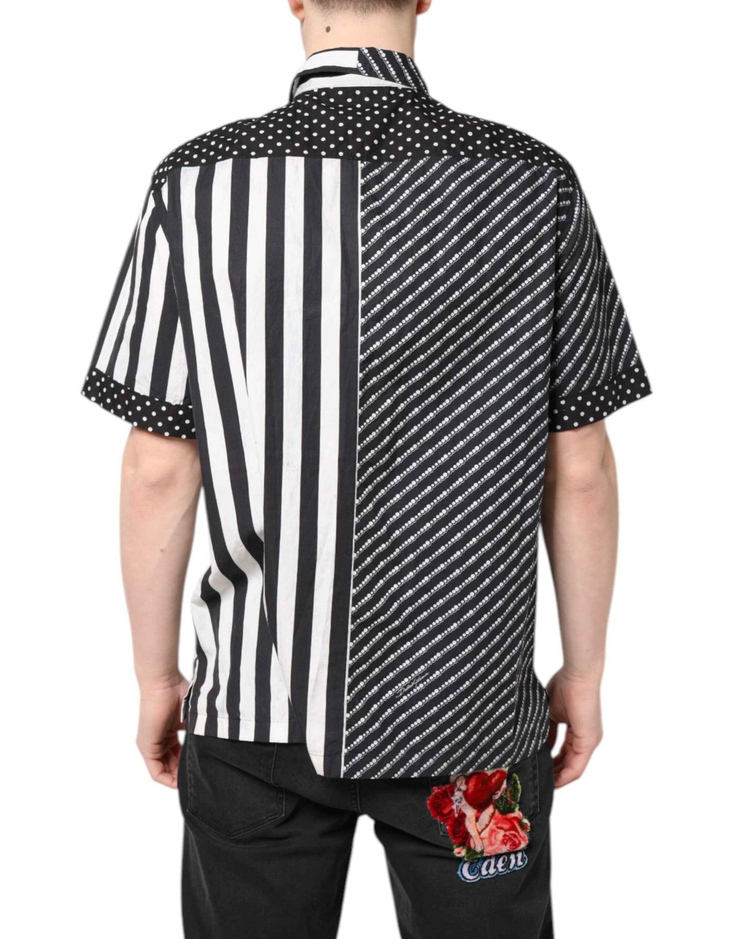 Black White Stripe Button Down Casual Shirt