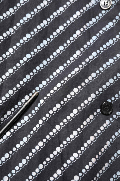 Black White Stripe Button Down Casual Shirt