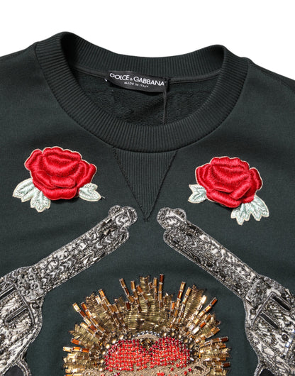 Black Sequined Embellished Pullover Sweater