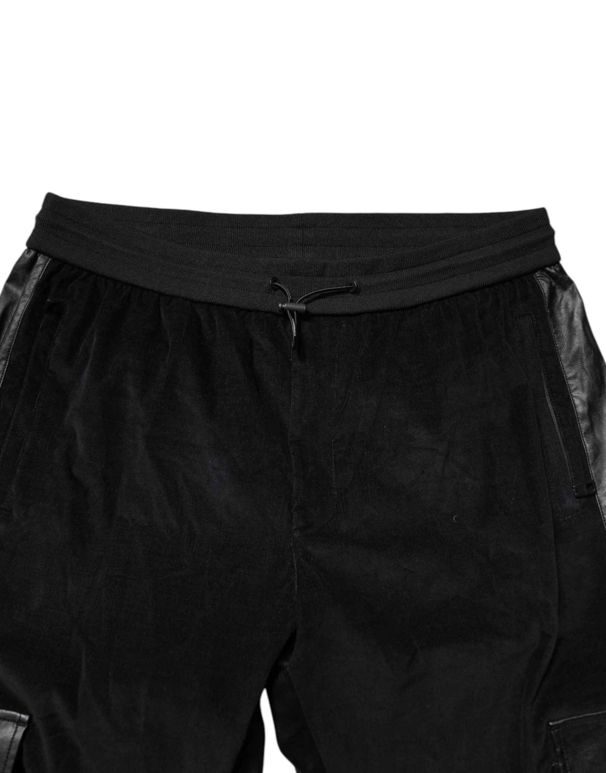 Black Cotton Cargo Jogger Sweatpants Pants