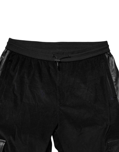 Black Cotton Cargo Jogger Sweatpants Pants