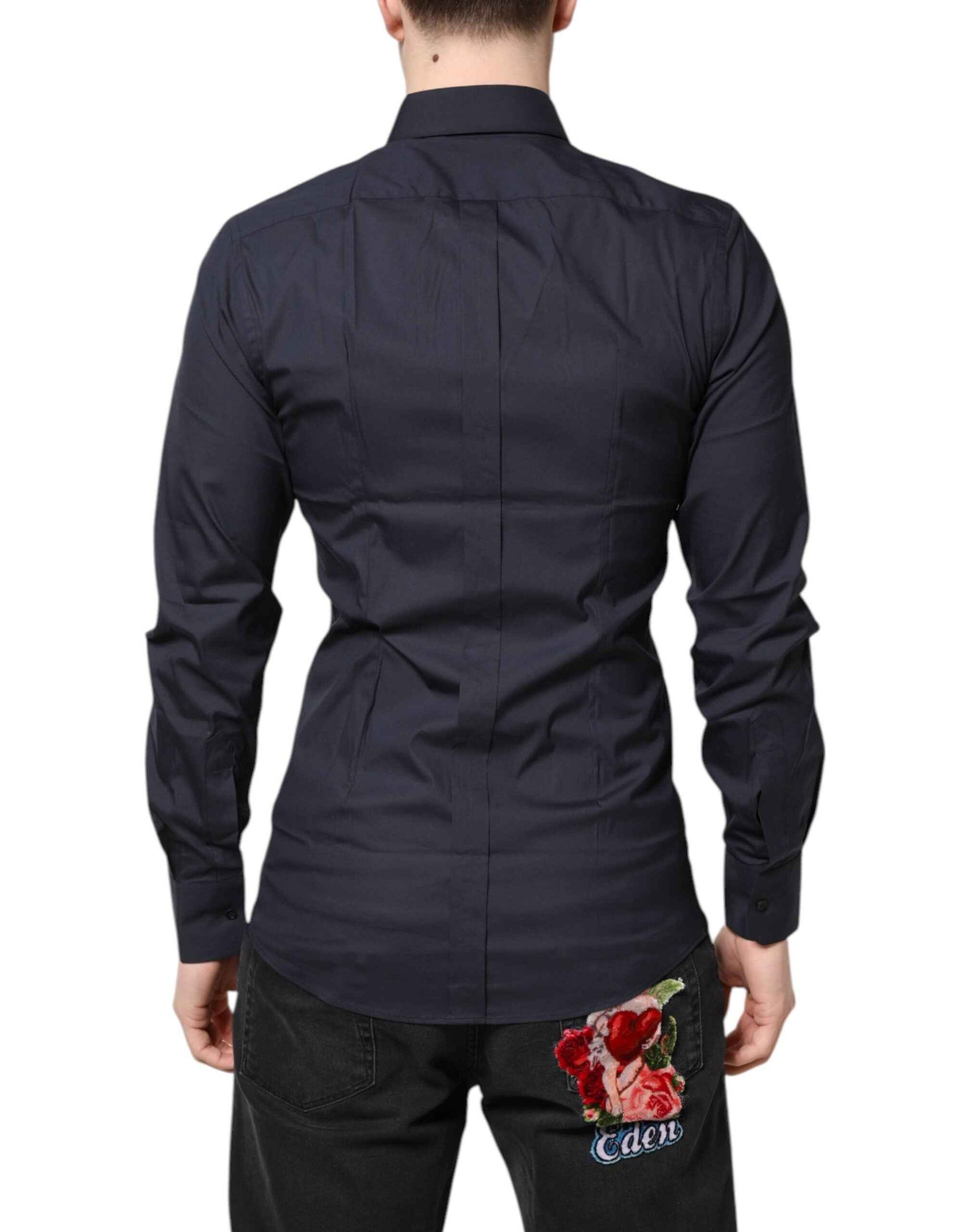 Dark Blue GOLD Cotton Dress Formal Shirt